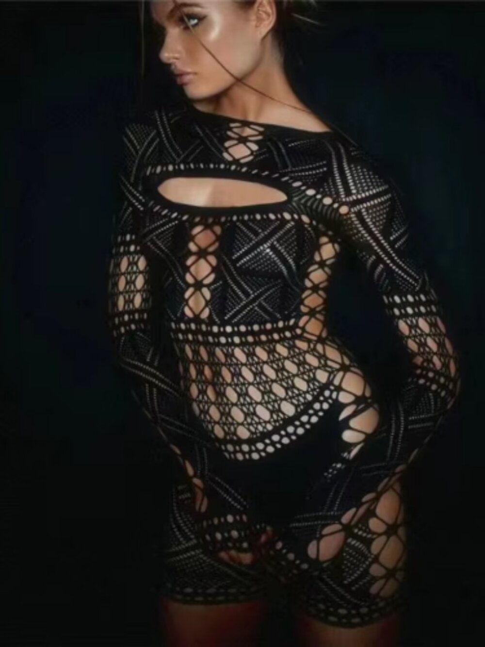 Midnight Web Cut-Out Luxe Bodysuit